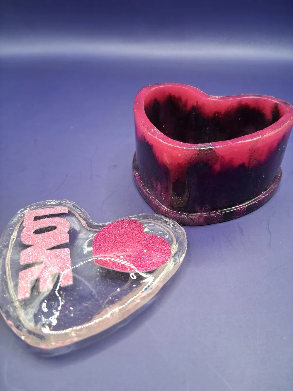 Heart-Shaped Pink Glitter Trinket Box